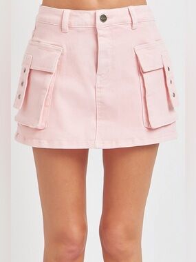Pastel Pink Cargo Pocket Utility Skort